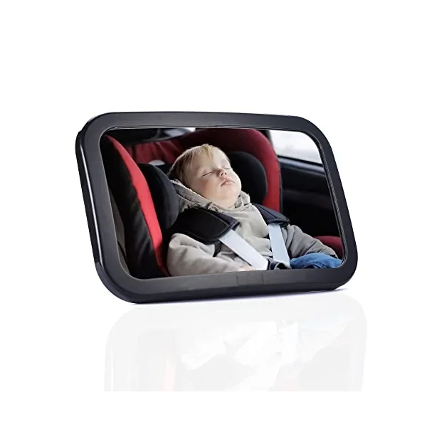 UYYE Baby Car Mirror, Adjustable Car Seat Mirror, Safety Car Seat Mirror for Rear Facing Infant,Shatterproof Baby Mirror for Car Interior Accessories-Black
