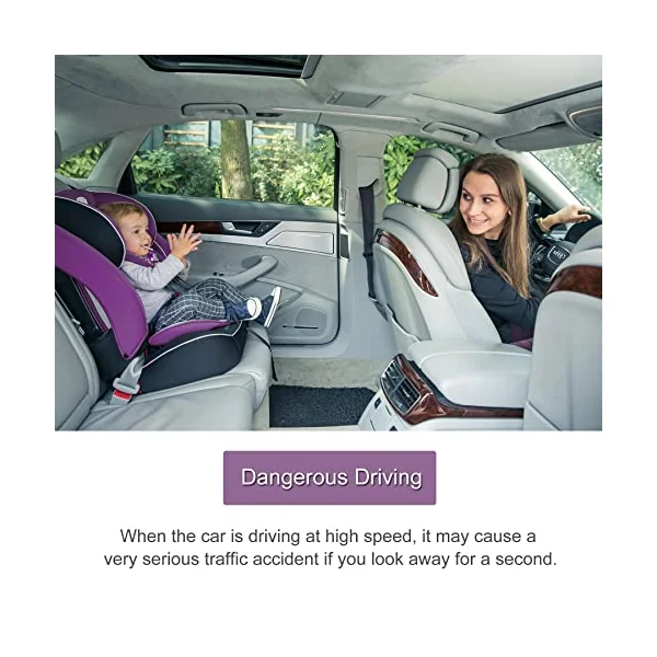 UYYE Baby Car Mirror, Adjustable Car Seat Mirror, Safety Car Seat Mirror for Rear Facing Infant,Shatterproof Baby Mirror for Car Interior Accessories-Black