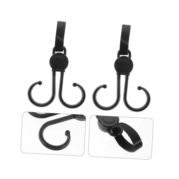 VALICLUD 5pcs Universal Stroller Hooks for Diaper Bags and Shopping Carts, Sturdy Plastic Hanging Clips for Baby Stroller Accessories and Pram Organizers, Suitable for Outdoor Use