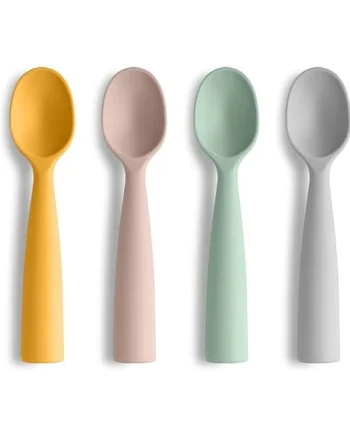 Vicloon Silicone Baby Feeding Training Spoon, 4 Pcs Baby Spoons, Self-Feeding Weaning Spoons, Training Feeding for Kids Toddlers Children and Infants