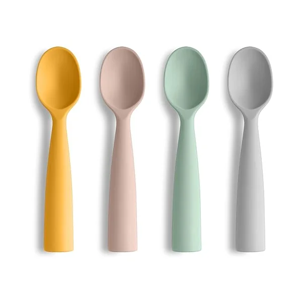 Vicloon Silicone Baby Feeding Training Spoon, 4 Pcs Baby Spoons, Self-Feeding Weaning Spoons, Training Feeding for Kids Toddlers Children and Infants