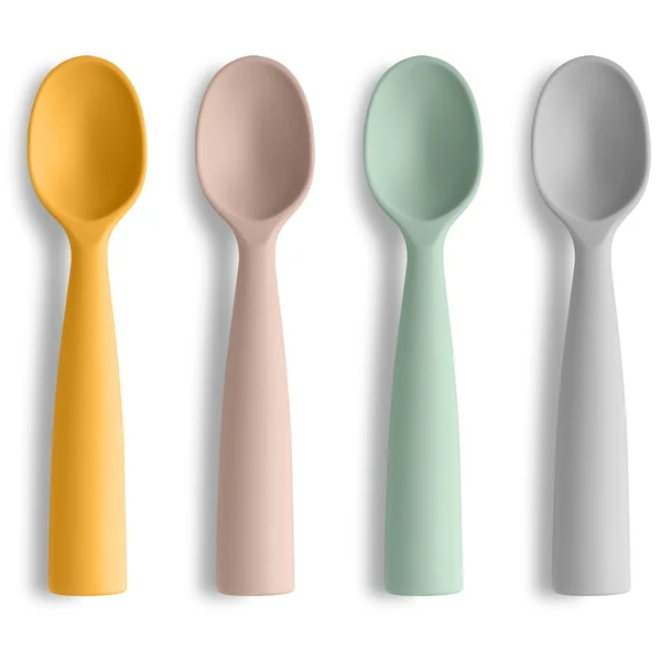 Vicloon Silicone Baby Feeding Training Spoon, 4 Pcs Baby Spoons, Self-Feeding Weaning Spoons, Training Feeding for Kids Toddlers Children and Infants