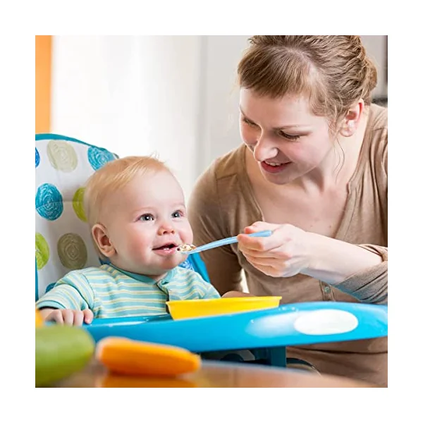 Vicloon Silicone Spoon, 5 Pcs Baby Spoons for Feeding and Infant Weaning, Baby Soft Self Feeding Training Spoons Utensil Easy Grip Toddler Cutlery Kit
