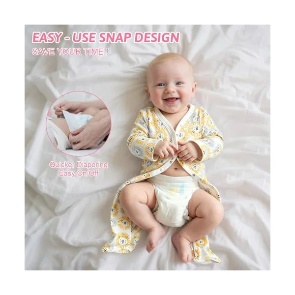 Vicloon Unisex Newborn Baby Growone-Piece, 3Pcs Snap Buttons Baby Sleepsuits, 100% Cotton Rompers Long Sleeve Boys Girls, Soft & Airy, Footless Babies Grows Sleepsuits for 0-3M/3-6M/6-9M/9-12M