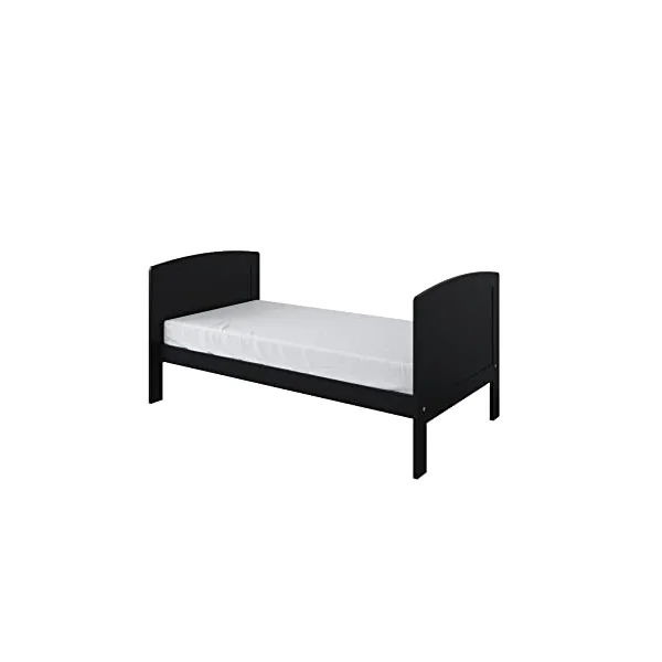 Viculii REGGIE Baby Cot Bed with Mattress 140x70x10cm | 3 in 1 Large Black Cot Bed Converts to Toddler Bed Junior Bed