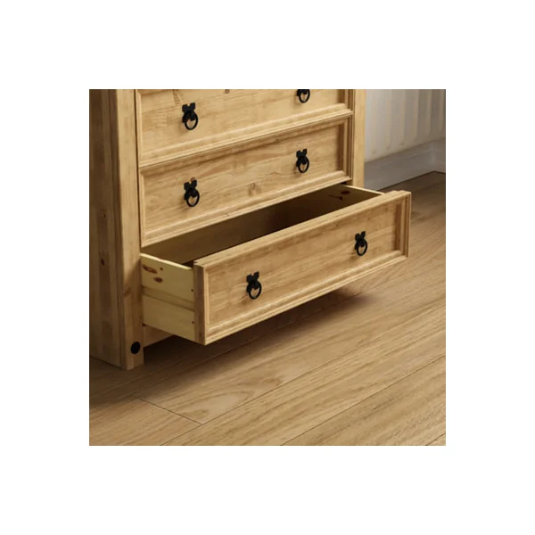 Vida Designs Corona Rustic 5 Drawer Chest Mexican Solid Waxed Pine (H)900mm (W)800mm (D)410mm