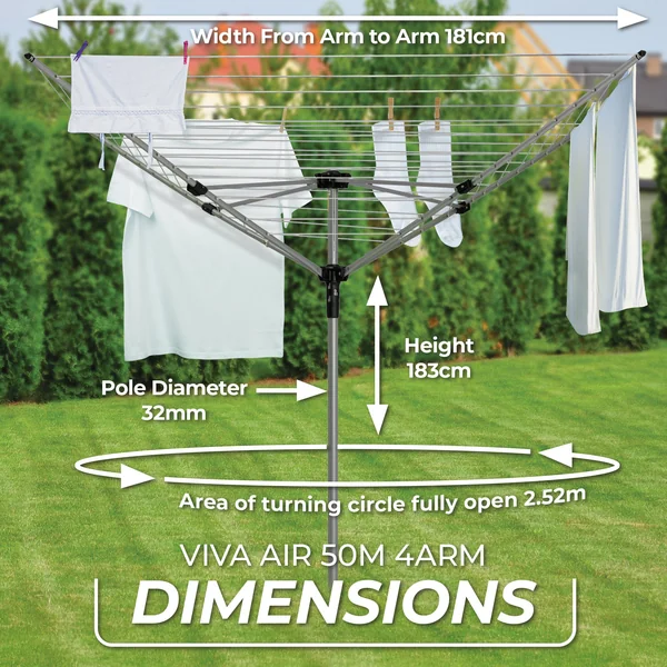 Vileda 50m 4 Arm Rotary Outdoor Washing Line