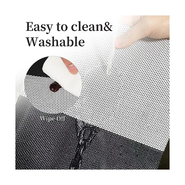 Vinyl Plastic Placemats Set of 6 Washable Heat Resistant Non-Slip Elegant Indoor Outdoor Kitchen Dining PVC Woven Table Place Mats (Black White Lattice Block)