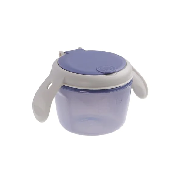 Vital Baby Toddler Snack Pot, 6m+, Purple | Dual-Lids | Biodegradable | Dual lids switch between secure storage and independent snacking, with soft silicone slats and easy-grip handles.