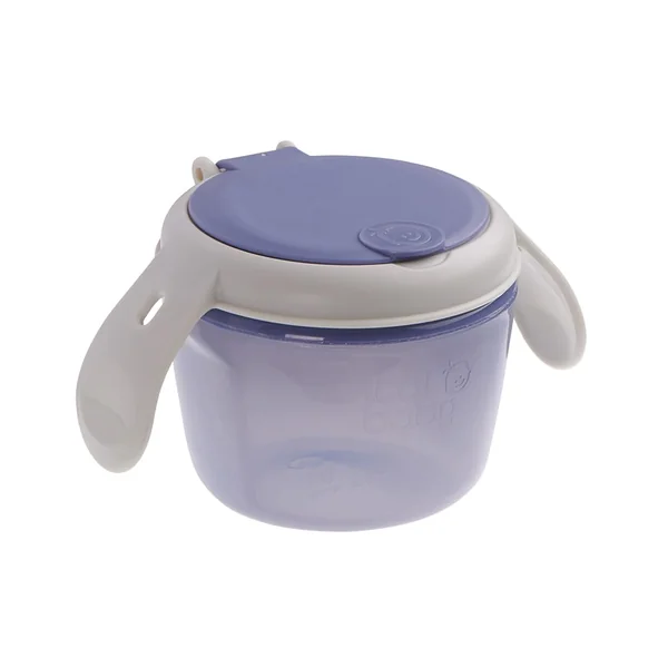 Vital Baby Toddler Snack Pot, 6m+, Purple | Dual-Lids | Biodegradable | Dual lids switch between secure storage and independent snacking, with soft silicone slats and easy-grip handles.