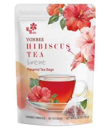 Vonbee Hibiscus Pyramid Tea Bags, 60 Pack