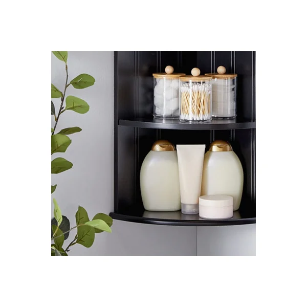 VonHaus Corner Shelf Unit, Black 3 Tier Shelving, Freestanding or Wall Mounted Display Shelves, Modern Storage for Bathroom Decor