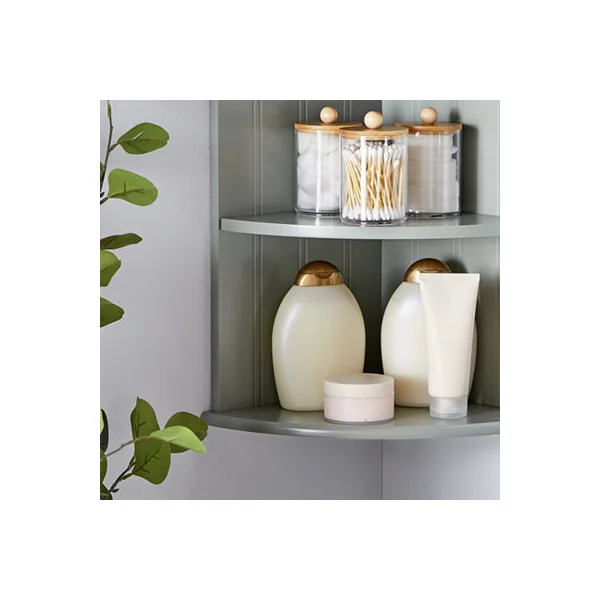 VonHaus Corner Shelf Unit, Grey 3 Tier Shelving, Freestanding or Wall Mounted Display Shelves, Modern Storage for Bathroom Decor