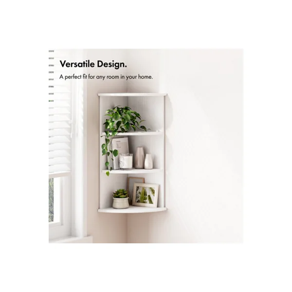 Vonhaus Corner Shelf Unit, White 3 Tier Corner Shelves for Wall, Freestanding or Wall Mounted, Bathroom, Kitchen, Living, Holbrook