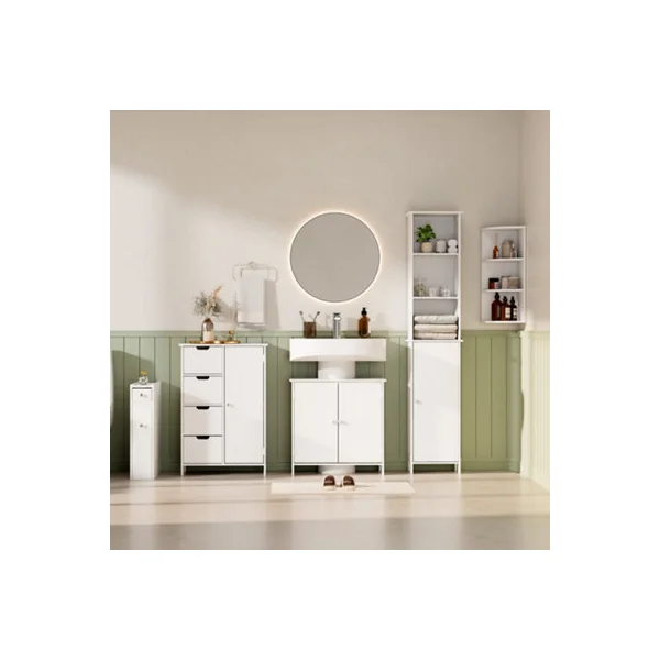 Vonhaus Corner Shelf Unit, White 3 Tier Corner Shelves for Wall, Freestanding or Wall Mounted, Bathroom, Kitchen, Living, Holbrook