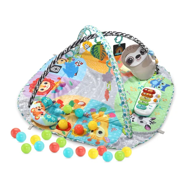 VTech Baby 7-in-1 Grow with Baby Sensory Gym, English | 7-in-1 play gym with 20+ sensory, cognitive and physical activities that grow from newborn to toddler. From birth