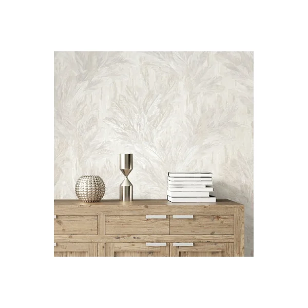 Vymura M95693 Gianni Feather Heavyweight Vinyl Wallpaper, Warm Ivory