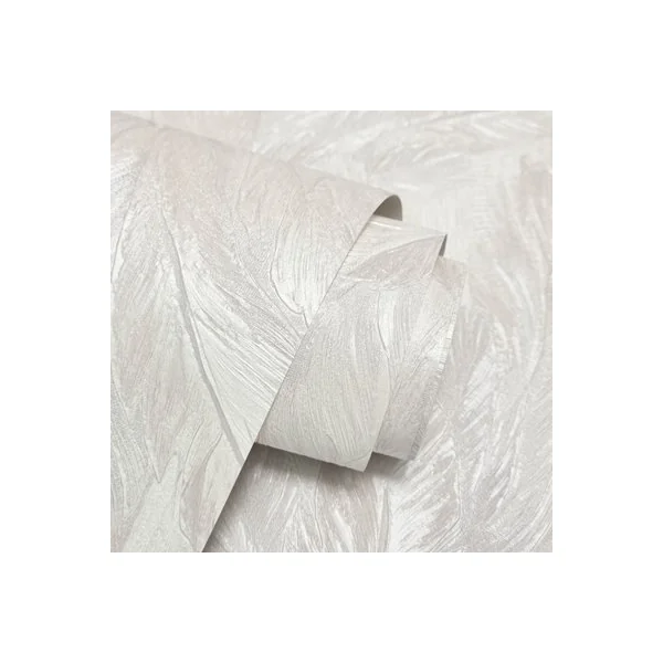 Vymura M95693 Gianni Feather Heavyweight Vinyl Wallpaper, Warm Ivory