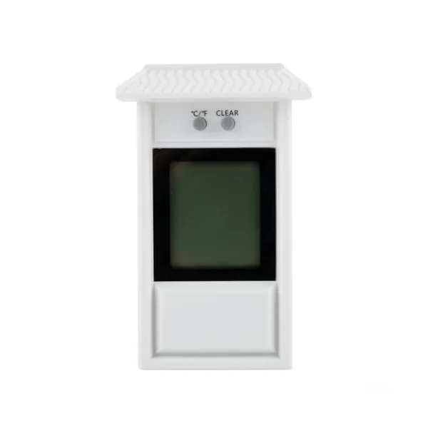 Wall Mounted Digital Thermometer for Nursery Baby Room Cellar - for Max Min Temperature Gauge with Large Screen and Roof Protection(White)
