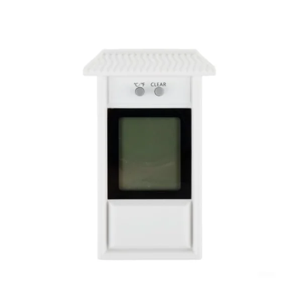 Wall Mounted Digital Thermometer for Nursery Baby Room Cellar - for Max Min Temperature Gauge with Large Screen and Roof Protection(White)