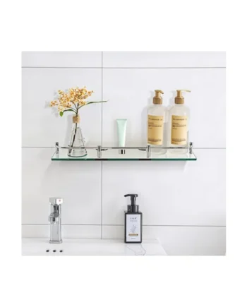 Wall Mounted Tempered Glass Storage Organizer Bathroom Shelf 38.5cm