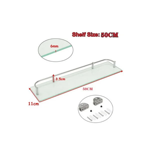 Wall Mounted Tempered Glass Storage Organizer Bathroom Shelf 50 cm