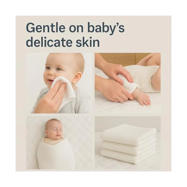 Washable Nappies – Reusable Wipes Cloth Nappies for Newborn Babies - Face Cloths Baby wash Cloths 60x60cm – Baby Essentials 100% Cotton Terry Nappies. Pack of 6