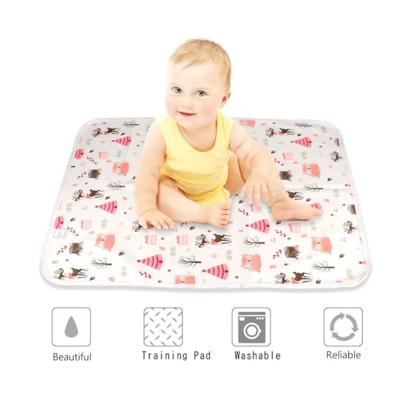 Waterproof Baby Diaper Changing Mat Pad with Breathable Cotton Material, Printed and Dyed, Suitable for Baby Cart and Travel Use, Soft and Changing Mat