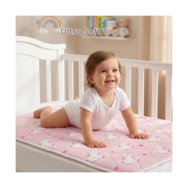Waterproof Bed Wetting Sheets for Kids, Potty Training Bed Pads | 75x90 cm Bed Pads for Kids, Washable, 2 Pack Bed Wetting Mats, Mattress Protector for Single & Toddler Bed, Pink Unicorn