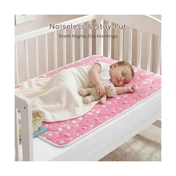 Waterproof Bed Wetting Sheets for Kids, Potty Training Bed Pads | 75x90 cm Bed Pads for Kids, Washable, 2 Pack Bed Wetting Mats, Mattress Protector for Single & Toddler Bed, Pink Unicorn