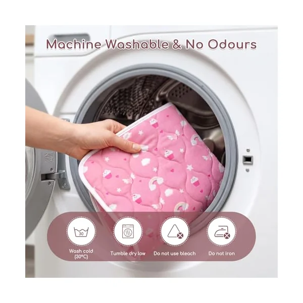 Waterproof Bed Wetting Sheets for Kids, Potty Training Bed Pads | 75x90 cm Bed Pads for Kids, Washable, 2 Pack Bed Wetting Mats, Mattress Protector for Single & Toddler Bed, Pink Unicorn