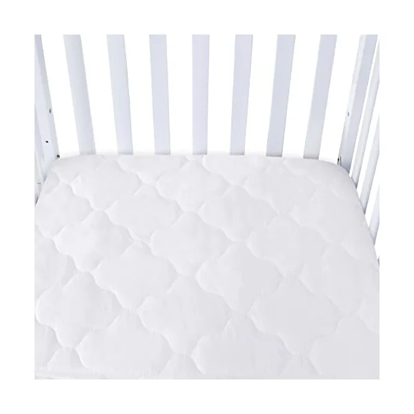 Waterproof Cot Bed Mattress Protector 60x120cm–Soft Quilted Cover | Fits 120x60cm cot beds. Breathable quilted fitted sheet. Waterproof TPU layer protects mattress. Hypoallergenic & soft.