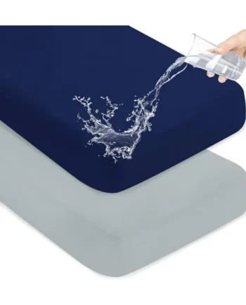 Waterproof Crib Sheets for Boys 2 Pack, Fitted Baby Crib Sheet Neutral 52" x 28" for Standard Crib and Toddler Bed Mattress, Soft and Breathable Kid Toddler Sheets for Boys or Girls, Grey & Navy
