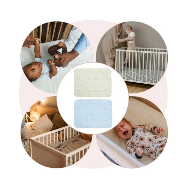 Waterproof Diaper Changing Pad 2pcs Breathable Cotton Polyester Eva | Lovely Cartoon Printing, Bed Use, Baby Girl Size, Washable Surface, Portable Changing Mat