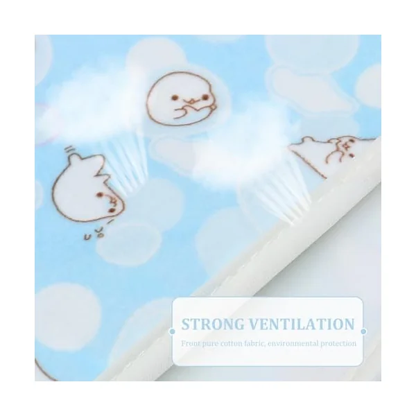 Waterproof Diaper Changing Pad 2pcs Breathable Cotton Polyester Eva | Lovely Cartoon Printing, Bed Use, Baby Girl Size, Washable Surface, Portable Changing Mat