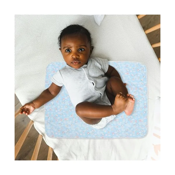 Waterproof Diaper Changing Pad 2pcs Breathable Cotton Polyester Eva | Lovely Cartoon Printing, Bed Use, Baby Girl Size, Washable Surface, Portable Changing Mat