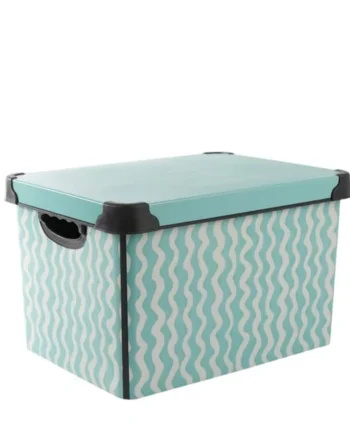 Wavy Print Storage Box 17L - Green