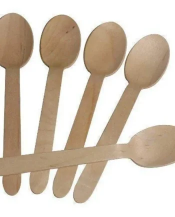 We Can Source It Ltd 160mm Wooden Birchwood Spoons Strong Disposable Cutlery for Hot Cold Foods Pack 100 Catering Party Events Set