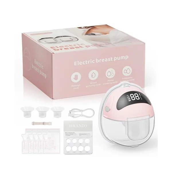 Wearable Breast Pump Electrical, Electric Breast Pump Hands Free Breast Pump with 4 Modes & 9 Levels, Low Noise Portable & Discreet Design for On-the-Go Pumping, Replaced Accessories Included (1 Pack)