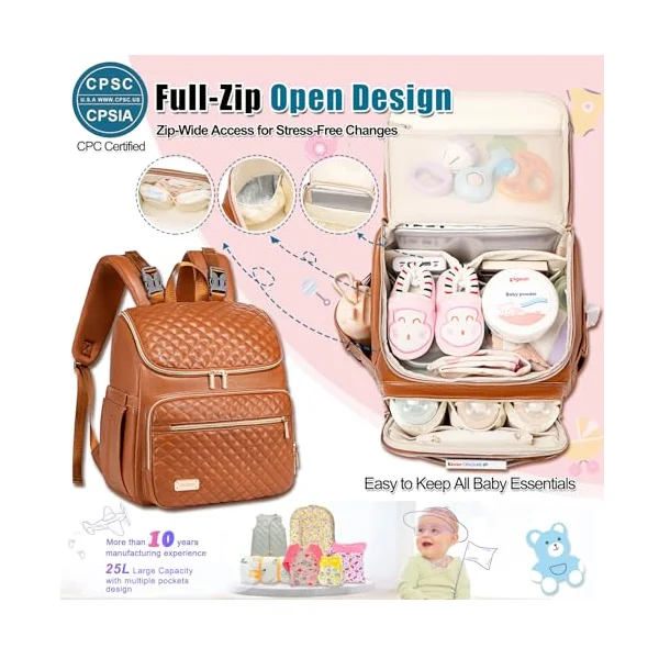 Weitars Diaper Bag Backpack Baby Diaper Bag with Changing Pad Travel Diaper Backpack,Baby Bag for Mom,5 Insulated Pockets