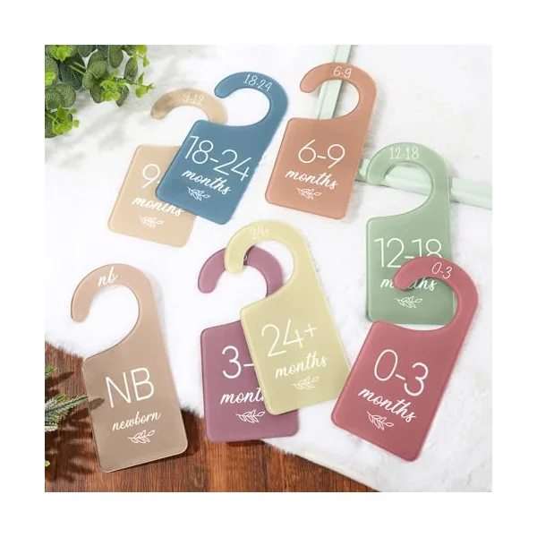 Whaline Acrylic Baby Closet Dividers Boho Hanging Acrylic Infant Clothes Hanger Separators Baby Closet Organizers Thicken Babies Wardrobe Organizers for Home Nursery Supplies, 6.7 x 3 Inch, 8 Pcs