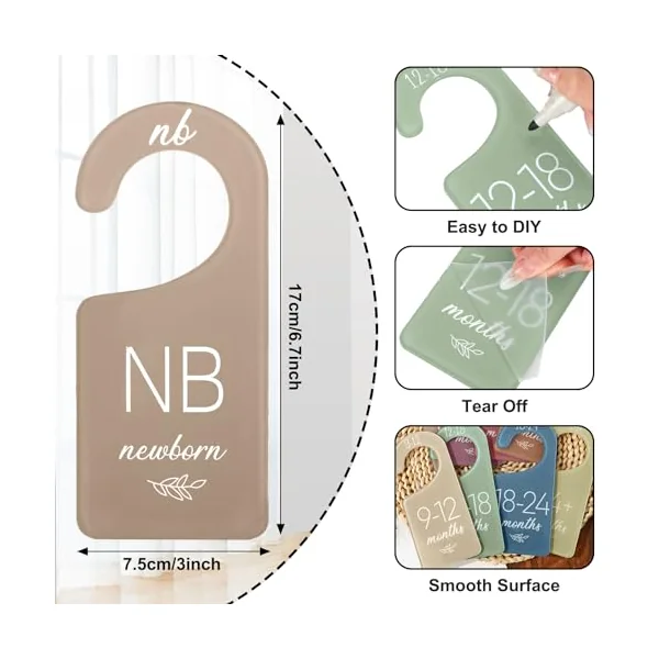 Whaline Acrylic Baby Closet Dividers Boho Hanging Acrylic Infant Clothes Hanger Separators Baby Closet Organizers Thicken Babies Wardrobe Organizers for Home Nursery Supplies, 6.7 x 3 Inch, 8 Pcs