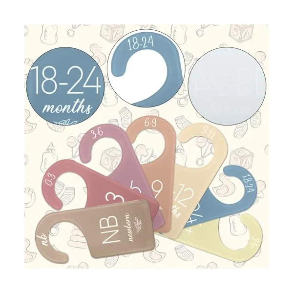 Whaline Acrylic Baby Closet Dividers Boho Hanging Acrylic Infant Clothes Hanger Separators Baby Closet Organizers Thicken Babies Wardrobe Organizers for Home Nursery Supplies, 6.7 x 3 Inch, 8 Pcs