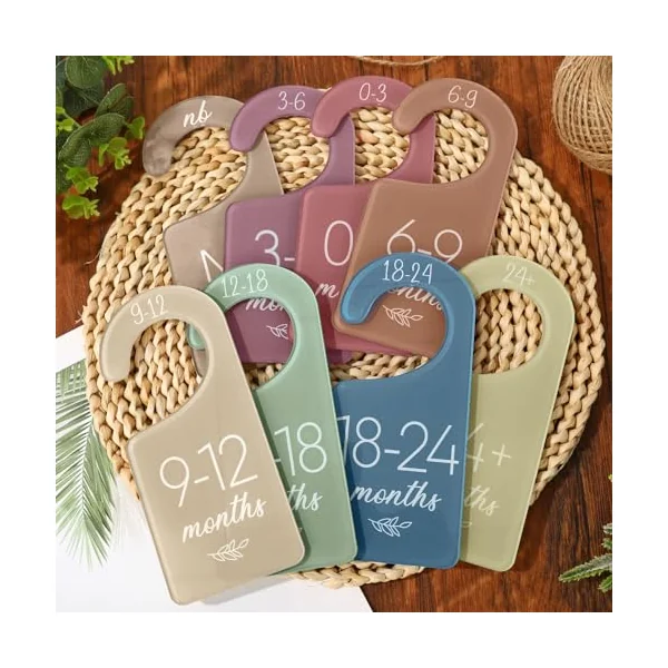 Whaline Acrylic Baby Closet Dividers Boho Hanging Acrylic Infant Clothes Hanger Separators Baby Closet Organizers Thicken Babies Wardrobe Organizers for Home Nursery Supplies, 6.7 x 3 Inch, 8 Pcs