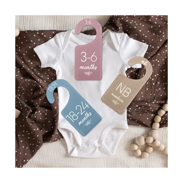 Whaline Acrylic Baby Closet Dividers Boho Hanging Acrylic Infant Clothes Hanger Separators Baby Closet Organizers Thicken Babies Wardrobe Organizers for Home Nursery Supplies, 6.7 x 3 Inch, 8 Pcs