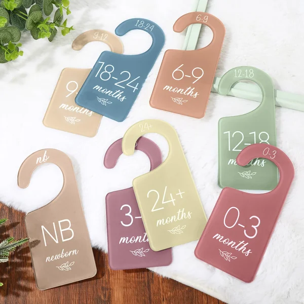 Whaline Acrylic Baby Closet Dividers Boho Hanging Acrylic Infant Clothes Hanger Separators Baby Closet Organizers Thicken Babies Wardrobe Organizers for Home Nursery Supplies, 6.7 x 3 Inch, 8 Pcs