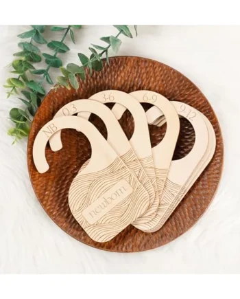 Whitluck's Wooden Baby Closet Dividers - 8-Pack Double-Sided Hangers for Organizing Baby Clothes from Newborn to 24 Months (Infant to Toddler) - Cute and Functional Nursery Decor for Boys and Girls