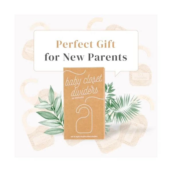 Whitluck's Wooden Baby Closet Dividers - 8-Pack Double-Sided Hangers for Organizing Baby Clothes from Newborn to 24 Months (Infant to Toddler) - Cute and Functional Nursery Decor for Boys and Girls
