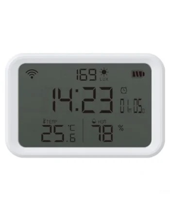WiFi Thermometer Hygrometer for Tuya for Smart Life App - 4-in-1 Temp Humidity Light Sensor with LCD Display - Baby Room Monitor