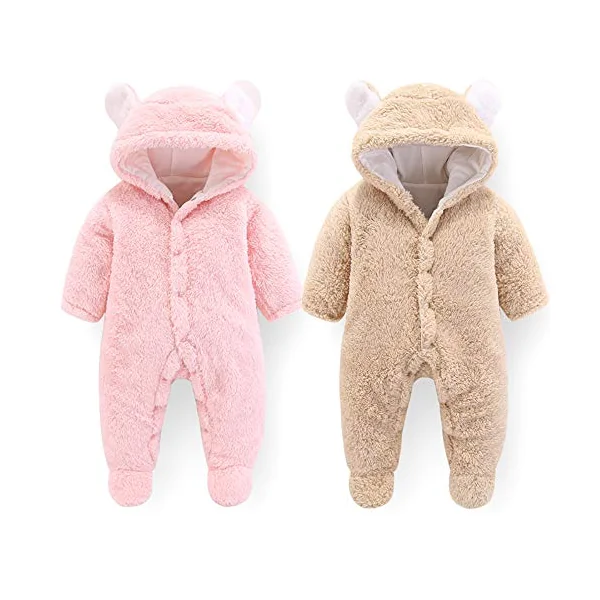 Winmany Newborn Baby Cartoon Bear Snowsuit Winter Coat Fleece Hooded Romper Jumpsuit